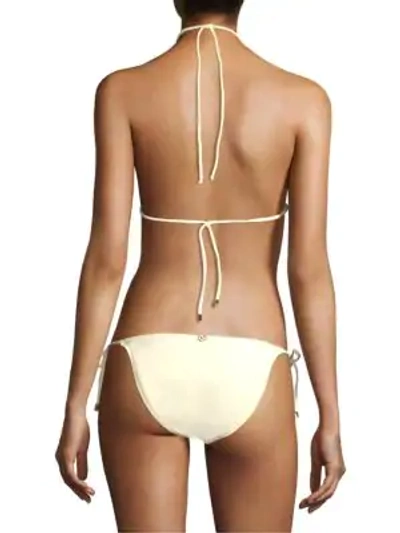 Shop Vix By Paula Hermanny Two-tone Triangle Bikini Top In Off White