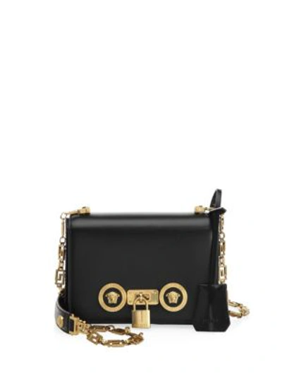 Shop Versace Icon Small Leather Shoulder Bag In Black