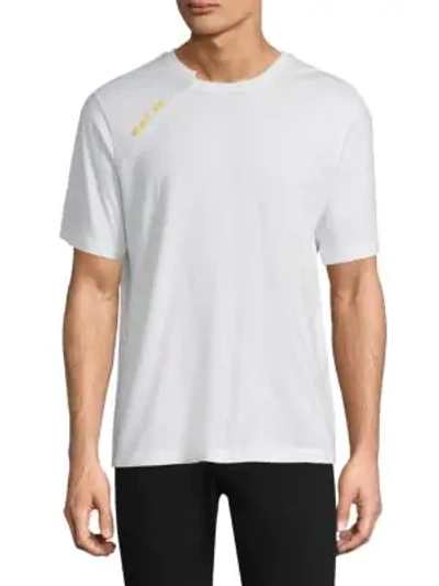 Shop Helmut Lang Cut Neck T-shirt In White Yellow