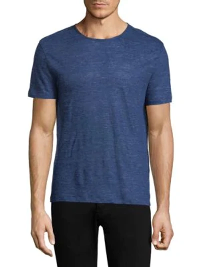 Shop John Varvatos Melange Linen Crewneck In Indigo