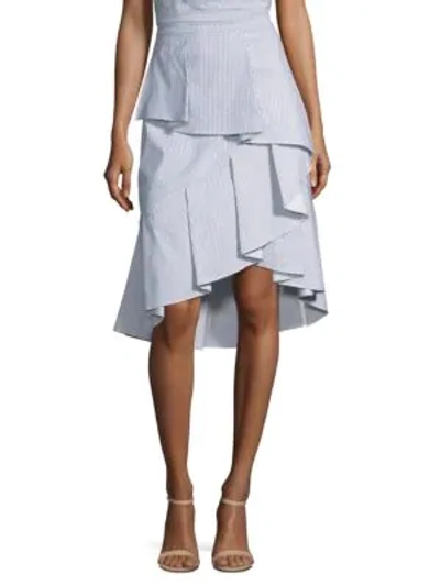 Shop Prose & Poetry Whitley Ruffle Skirt In Navy White