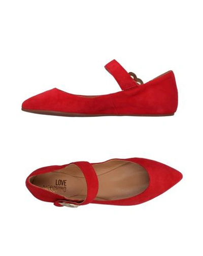 Shop Love Moschino Ballet Flats In Red