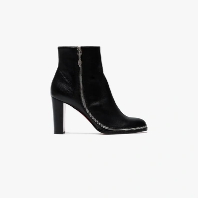 Shop Christian Louboutin Black Adox 85 Leather Ankle Boots