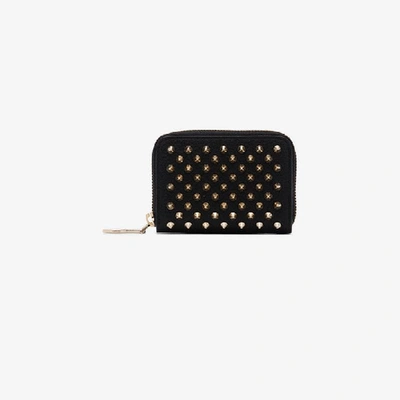 Shop Christian Louboutin Black Panettone Leather Coin Purse With Spikes