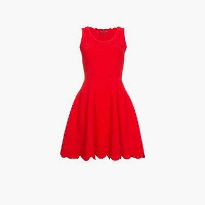 Shop Alexander Mcqueen Scoop Neck Dress In Red