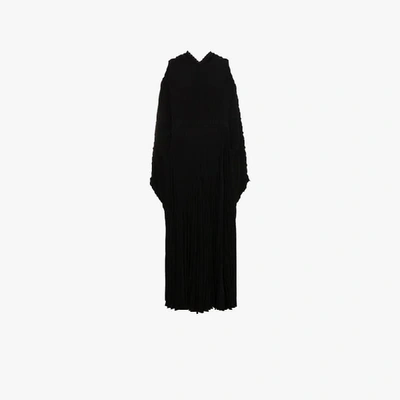 Shop Vetements Silk Pleated Dress In Black