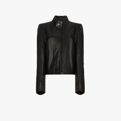 Shop Vetements Structured Shoulders Leather Jacket In Black