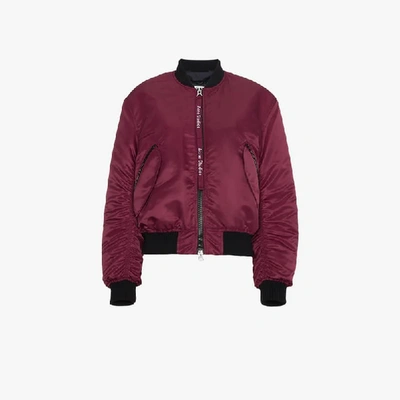 Shop Acne Studios Clea Ruched Bomber Jacket In Red