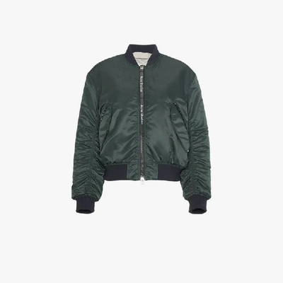 Shop Acne Studios Clea Ruched Bomber Jacket In Green