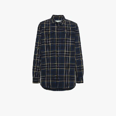 Shop Off-white Logo Check Shirt In Blue