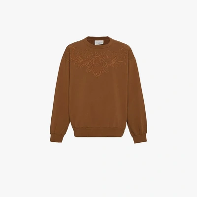 Shop Dries Van Noten Embroidered Sweatshirt In Brown