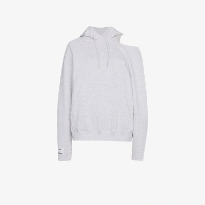 Shop Vetements Oversized Cutout Long-sleeve Hoodie In Grey