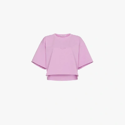 Shop Acne Studios Logo Print Boxy Cropped T Shirt In Pink/purple