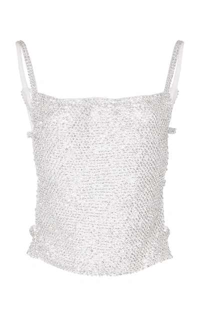 Shop Nina Ricci Crystal Embroidered Strass Top In Silver