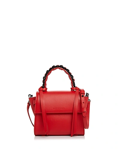 Shop Elena Ghisellini Angel Sensua Mini Top Handle Leather Handbag In Scarlet Red/gunmetal