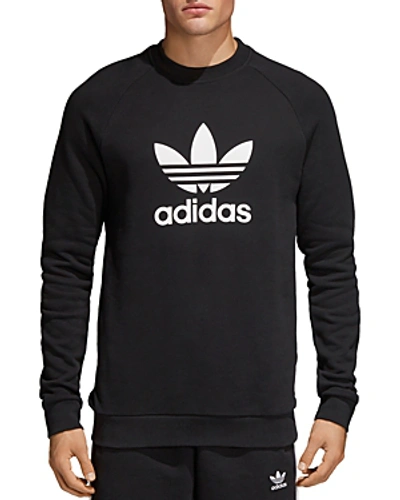 Shop Adidas Originals Trefoil Crewneck Sweatshirt In Black