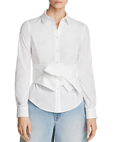 Shop Karen Millen Tie-front Shirt - 100% Exclusive In White