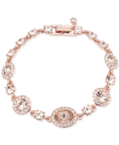 Shop Givenchy Faceted Stone And Pave Link Bracelet In Rose Gold