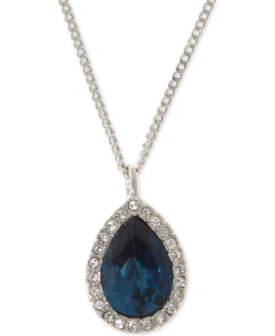 Shop Givenchy Crystal Pendant Necklace In Dark Blue