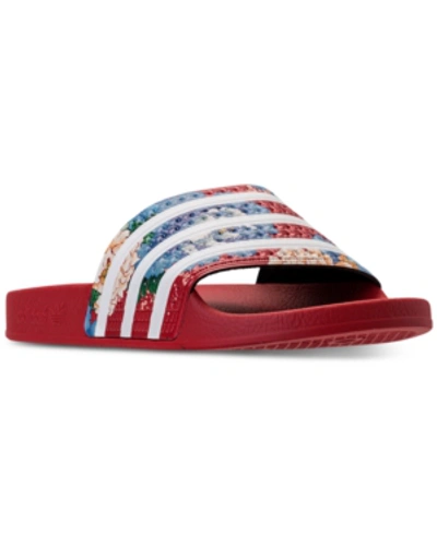 Shop Adidas Originals Adidas Women's Adilette Slide Sandals From Finish Line In Red/white