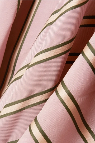 Shop Esteban Cortazar Striped Satin-twill Wrap Top In Blush