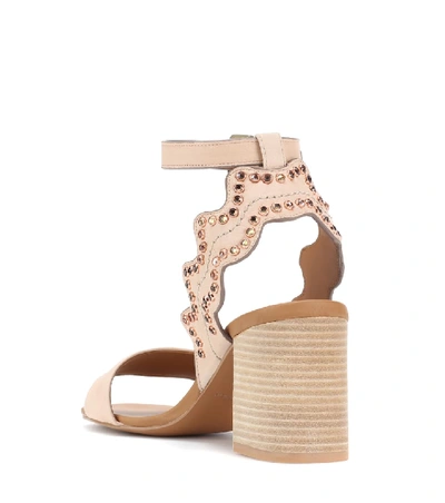 Shop See By Chloé Embellished Leather Sandals In Black