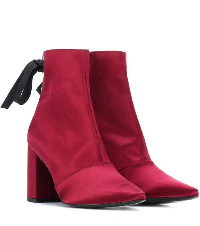 Shop Self-portrait X Clergerie Karlis Satin Ankle Boots In Red