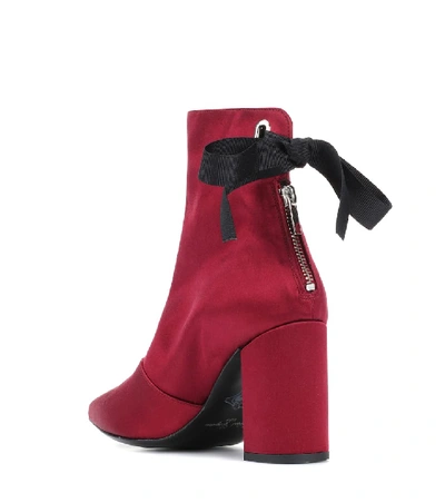 Shop Self-portrait X Clergerie Karlis Satin Ankle Boots In Red