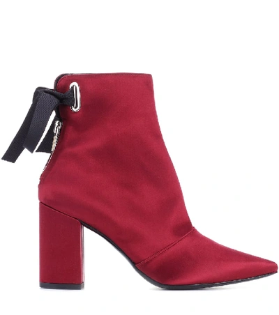 Shop Self-portrait X Clergerie Karlis Satin Ankle Boots In Red