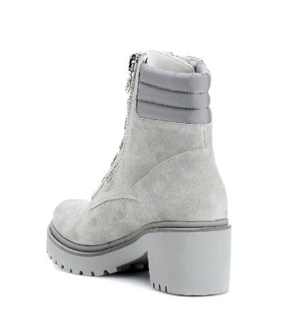 Shop Moncler Viviane Suede Ankle Boots In Grey