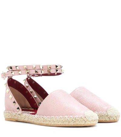 Shop Valentino Garavani Rockstud Leather Espadrilles In Pink