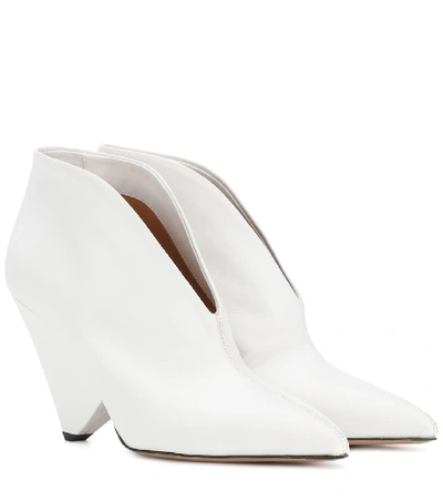 Shop Isabel Marant Adenn Leather Ankle Boots In White