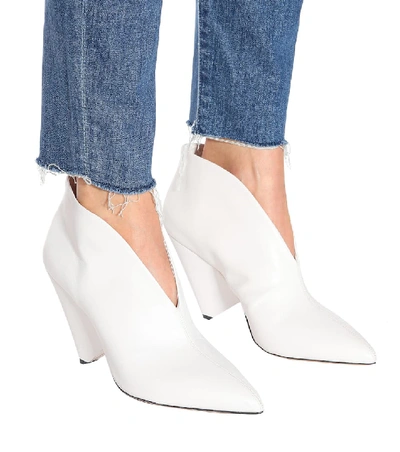 Shop Isabel Marant Adenn Leather Ankle Boots In White