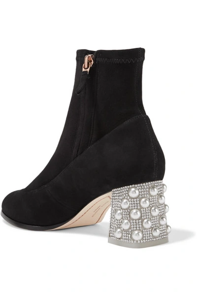 Shop Sophia Webster Felicity Embellished Suede Sock Boots In Black