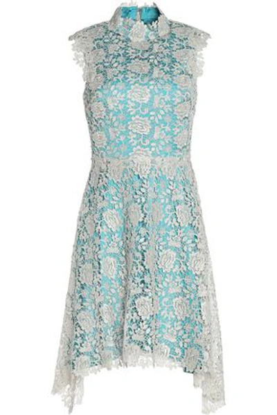 Shop Catherine Deane Woman Izzy Metallic Guipure Lace Dress Turquoise