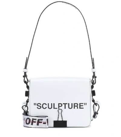 Shop Off-white Binder Clip Leather Shoulder Bag In White