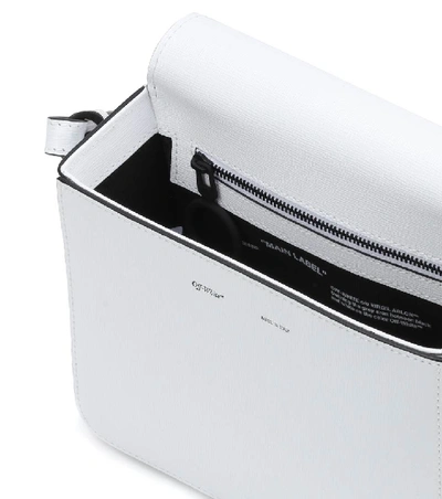 Shop Off-white Binder Clip Leather Shoulder Bag In White