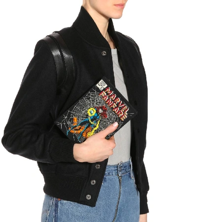 Shop Olympia Le-tan Black Widow Embroidered Book Clutch