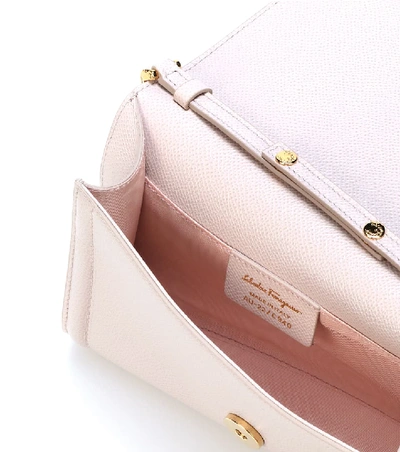 Shop Ferragamo Vara Mini Leather Shoulder Bag In Pink