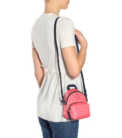 Shop Moncler Leather-trimmed Shoulder Bag In Pink