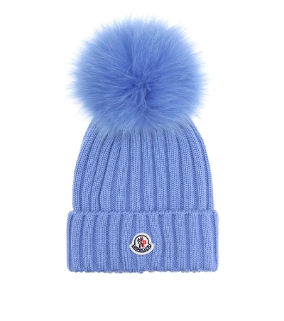Shop Moncler Fur-trimmed Wool Beanie In Female