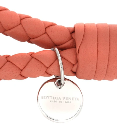 Shop Bottega Veneta Intrecciato Leather Keychain In Pink