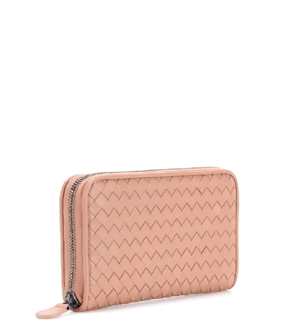 Shop Bottega Veneta Intrecciato Leather Wallet In Pink