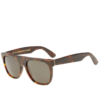 Shop Super By Retrofuture Flat Top Sunglasses In Brown