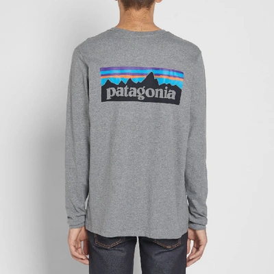 Shop Patagonia Long Sleeve P-6 Logo Tee In Grey