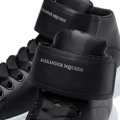 Shop Alexander Mcqueen Wedge Sole Strap High Sneaker In Black