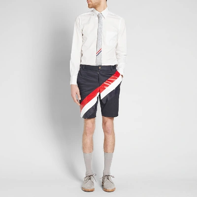 Shop Thom Browne Diagonal Stripe Chino Short In Blue