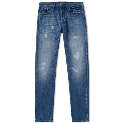 Shop Valentino Distressed Slim Jean In Blue