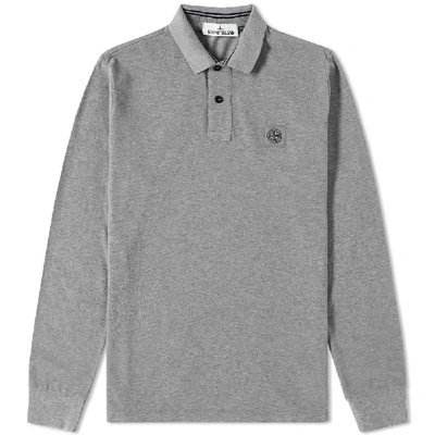 Shop Stone Island Long Sleeve Regular Fit Polo In Grey