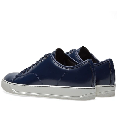 Shop Lanvin Brushed Leather Low Sneaker In Blue